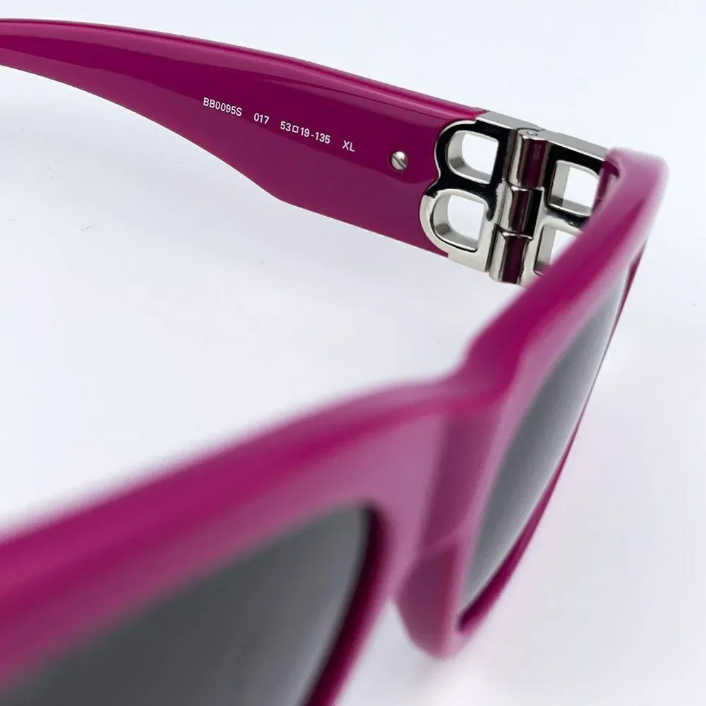 NEW Balenciaga BB0095S 017 Fuchsia Pink Silver Grey Cat Eye Unisex Sunglasses - Picture 12 of 13